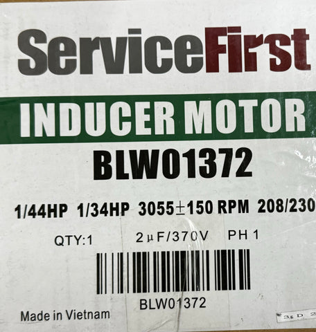 #BLW01377 ZAINAB SUPPLIES;TRANE 1/44HP 1/3HP 3055±150 RPM 208/230V