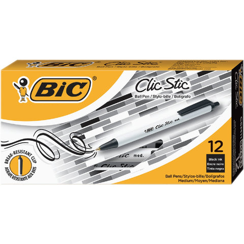 Bic Clic Stic Retractable Ball Pen; Mfg #CSM11BK
