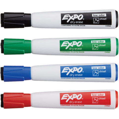 Expo Assorted Color Chisel Tip Magnetic Dry Erase Markers with Eraser; Mfg #1944728