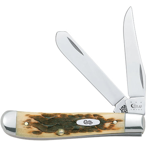 Case Amber Bone Mini Trapper Jack Pocket Knife; Mfg #013