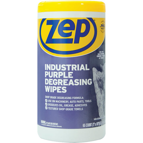 Zep Industrial Purple Cleaner & Degreaser Wipes; Mfg #ZUINDPRPL65