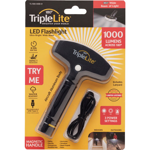 TripleLite Rechargeable USB Type-C LED Flashlight; Mfg #TL1000-AMB-01