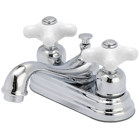 Home Impressions 2 Cross Handle 4 In. Centerset Bathroom Bathroom Faucet with Pop-Up; Mfg #F5111129CP-JPA9