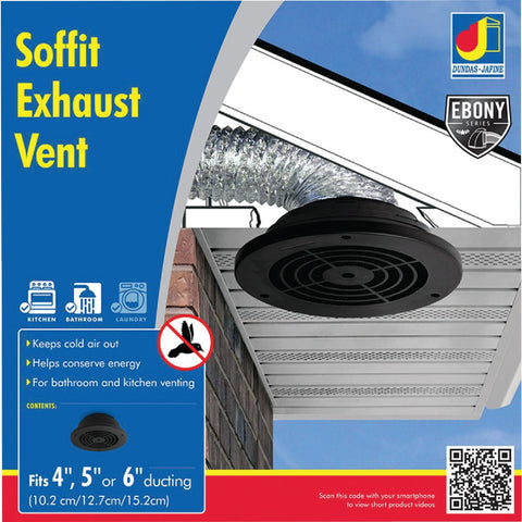 Dundas Jafine Adjustable Black Soffit Exhaust Vent; Mfg #SEVBLKZW