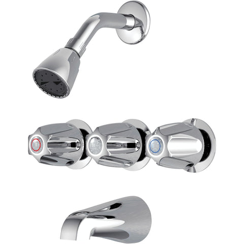Home Impressions 3 Metal Handle Tub And Shower Faucet; Mfg #F30K4507CP-JPA9