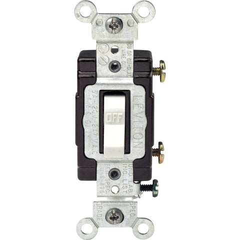 Leviton Long Life Illuminated Commercial Grade Toggle Single Pole Switch; Mfg #C22-05501-LHW