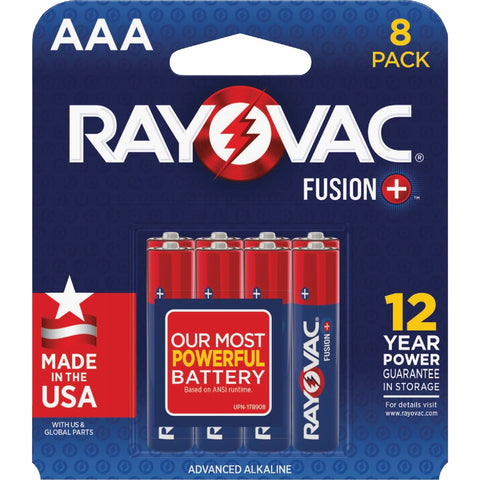 Rayovac Fusion AAA Alkaline Battery; Mfg #824-8TFUS1