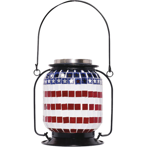 Alpine Patriotic Americana Solar LED Patio Lantern; Mfg #SLL2224SLR