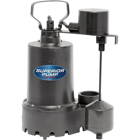 Superior Pump Cast Iron Submersible Sump Pump, Side Discharge; Mfg #92541