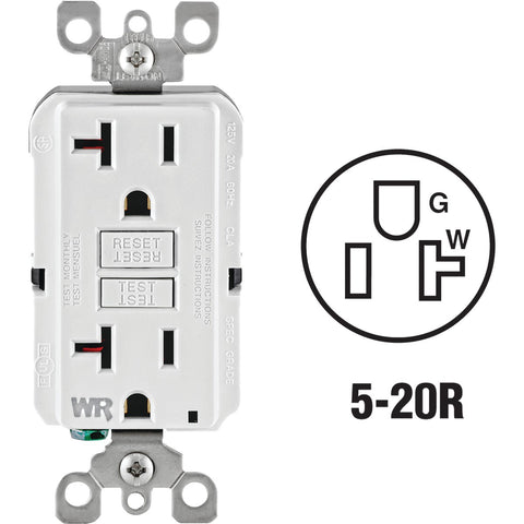 Leviton SmartLockPro Self-Test Tamper & Weather Resistant GFCI Outlet; Mfg #R12-GFWT2-0KW