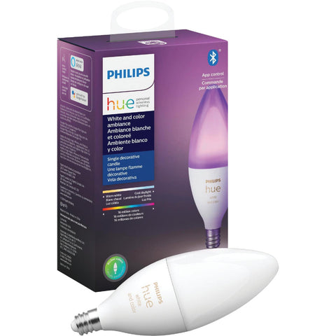 Philips Hue White & Color Ambiance B39 LED Decorative Light Bulb; Mfg #556968