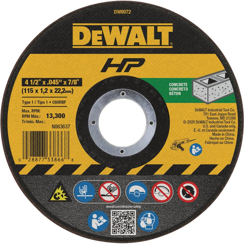 DEWALT Concrete & Masonry Cutting Wheel; Mfg #DW8072