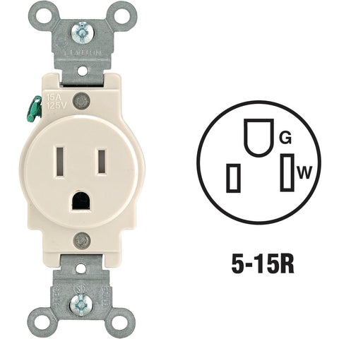 Leviton Commercial Grade Tamper Resistant Single Outlet; Mfg #R56-T5015-0TS