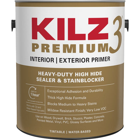 KILZ 3 Premium Water-Base Interior/Exterior Sealer Stain Blocking Primer; Mfg #13041