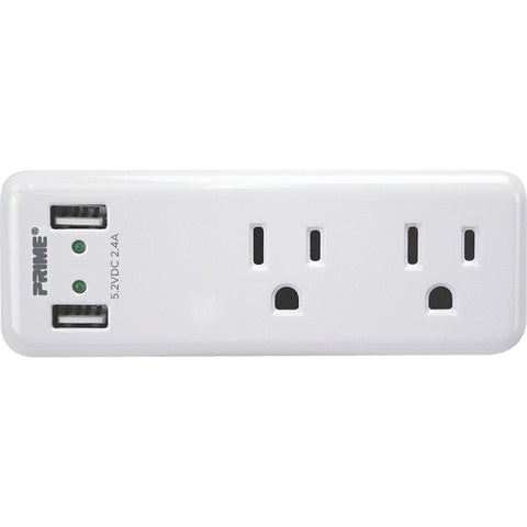 Prime Wire & Cable 2-Outlet Space Saving USB Charger; Mfg #PBUSB242-A