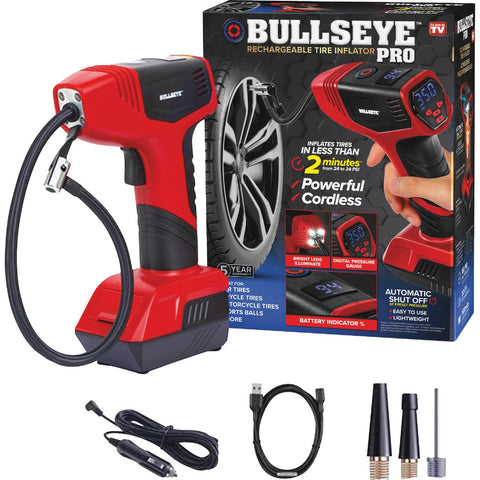 Bullseye Pro Rechargeable Tire Inflator; Mfg #9475