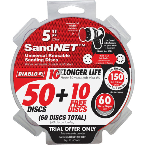 Diablo SandNet Sanding Disc with Connection Pad; Mfg #DND050150H60P