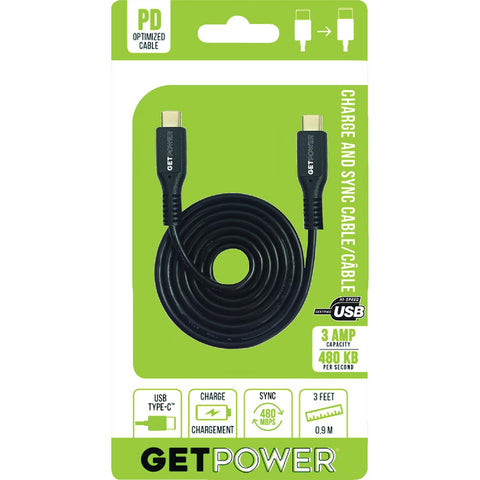 GetPower Power Delivery USB Charging & Sync Cable; Mfg #GP-USBC-USBC