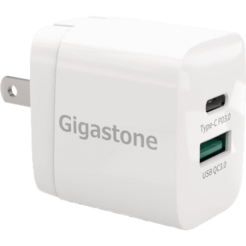 Gigastone PD3.0 & QC3.0 Dual-Port Adapter Wall Charger; Mfg #PD-6200W
