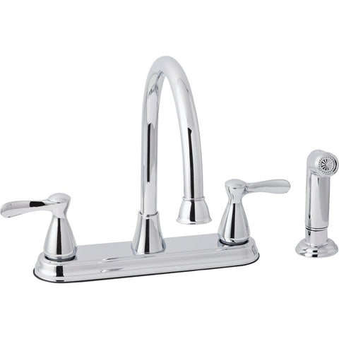 Home Impressions Double Handle Traditional Style Kitchen Faucet With Matching Side Spray; Mfg #F8FA0061CP-JPA9