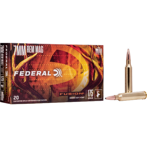 Federal Fusion 7mm Rem Mag 175 Grain Centerfire Ammunition Cartridges; Mfg #15743