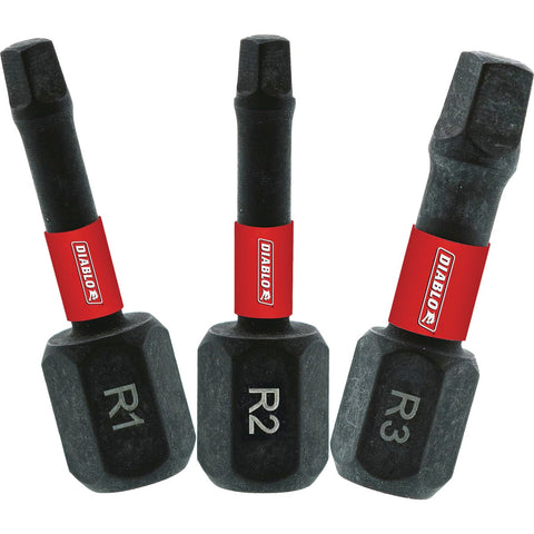 Diablo 3-Piece Square 1 In. Impact Screwdriver Bit Set; Mfg #DSQV1-S3