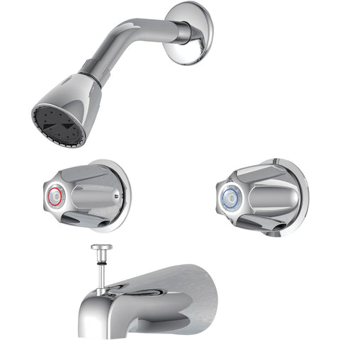 Home Impressions 2 Metal Handle Tub And Shower Faucet; Mfg #F20K1400CP-JPA9