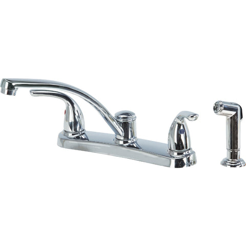 Home Impressions Double Metal Lever Handle Kitchen Faucet With Side Sprayer; Mfg #F8F11115CP-JPA9