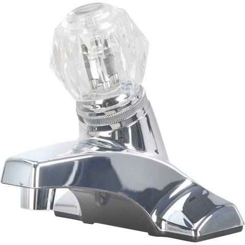 Home Impressions 1 Acrylic Handle 4 In. Centerset Nonmetallic Bathroom Faucet; Mfg #F451R100CP-JPB3