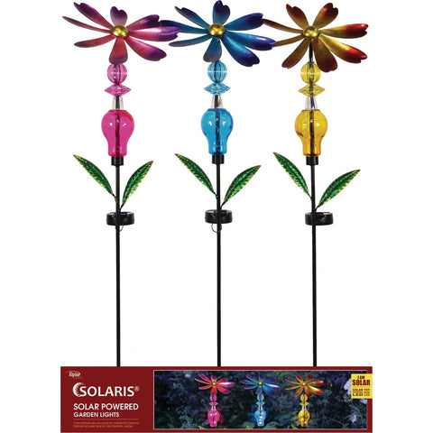 Alpine Bejeweled Spinning Floral Solar Stake Light; Mfg #LJJ1120A