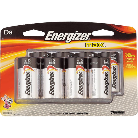 Energizer Max D Alkaline Battery; Mfg #E95BP-8H