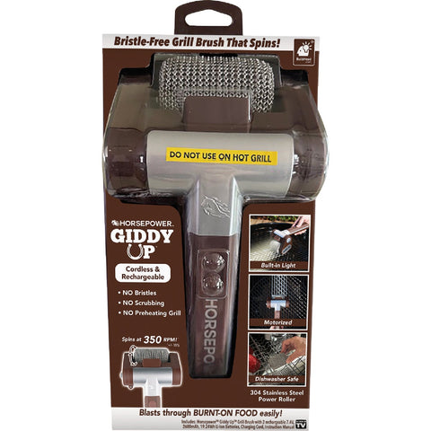Horsepower Giddy Up Cordless Rechargeable BBQ Grill Brush; Mfg #17895-6