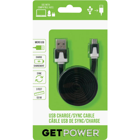 GetPower Micro USB Flat Charging & Sync Cable; Mfg #GP-USB-M