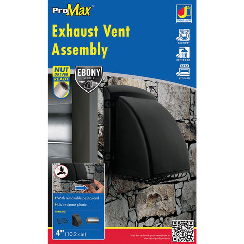 Dundas Jafine ProMax 4 In. Dryer Vent Hood; Mfg #PMH4BLKXZ