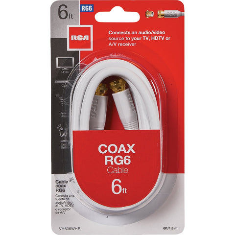 RCA RG6 Coaxial Cable; Mfg #VH606WHR