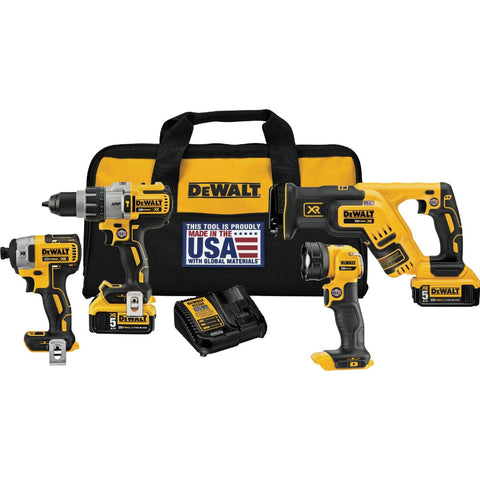 DeWalt 20V MAX Li-Ion 4-Tool Cordless Tool Combo Kit; Mfg #DCK494P2