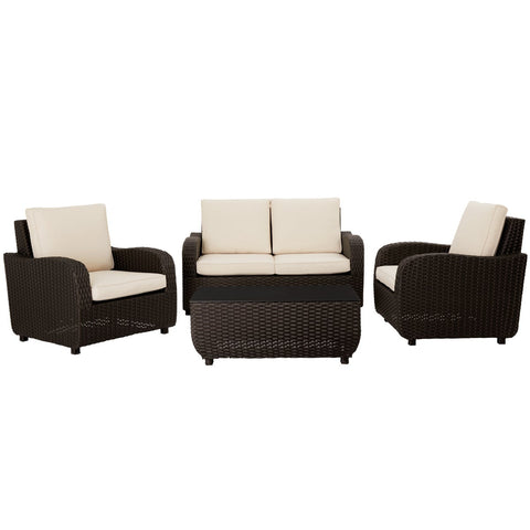 Outdoor Expressions 4-Piece Rattan Chat Set; Mfg #QBC1001
