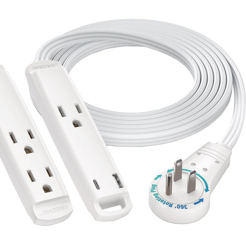Maximm 360 Deg Rotating Plug & USB-C 16/3 Extension Cord; Mfg #ADW-360-C406-W