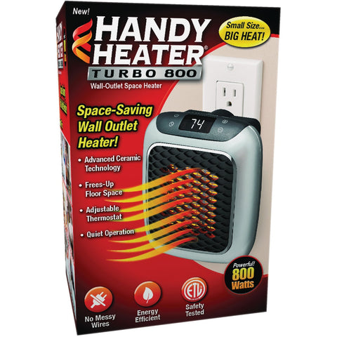 Handy Heater Turbo 800 Wall Outlet Ceramic Space Heater; Mfg #HB4