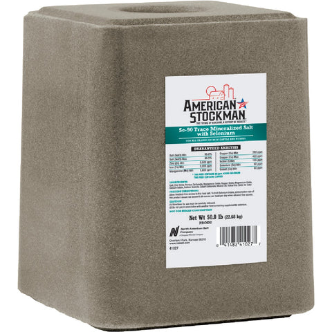 American Stockman Trace Mineralized Salt With Selenium 90 Salt Block; Mfg #41027