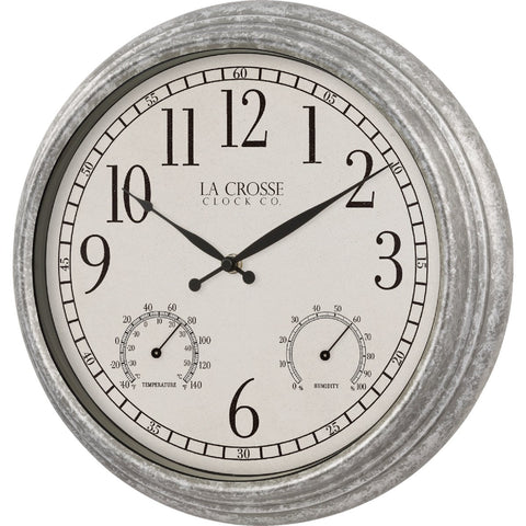 La Crosse Clock Co. Silas Indoor/Outdoor Wall Clock Hygrometer & Thermometer; Mfg #433-3236