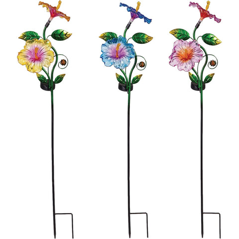 Evergreen Hibiscus Solar Pollinator Garden Stake; Mfg #GSP76SMET326