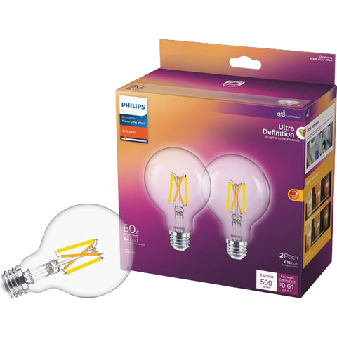 Philips Ultra Definition G25 Medium LED Decorative Light Bulb; Mfg #564906