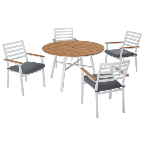 Outdoor Expressions 5-Piece Cushioned Seat Dining Set; Mfg #QJY1017