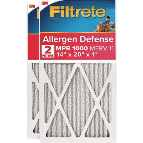 3M Filtrete Allergen Defense 14 In. x 20 In. x 1 In. Electrostatic Air Conditioner Filter; Mfg #9805-2PK-3
