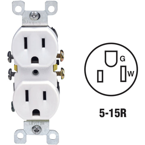 Leviton Shallow Grounded Duplex Outlet; Mfg #212-05320-WCP