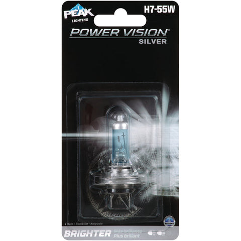 PEAK Power Vision Silver Halogen Automotive Bulb; Mfg #H7-55WPVS-BPP