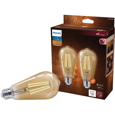 Philips ST19 Medium Amber LED Decorative Light Bulb; Mfg #565969