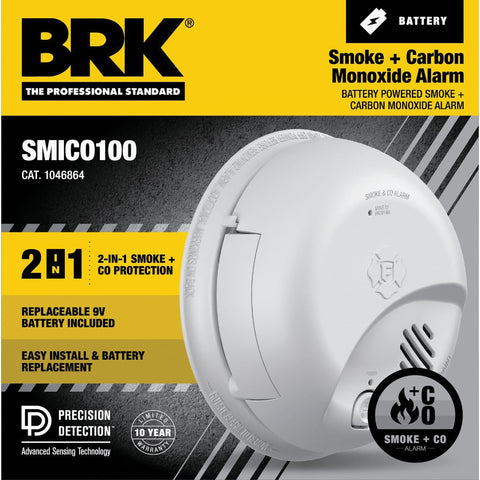 BRK Battery Operated Carbon Monoxide and Smoke Alarm; Mfg #1046864