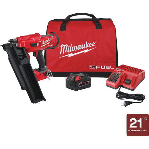 Milwaukee M18 FUEL Lithium-Ion Brushless 21 Degree Framing Nailer Kit; Mfg #2744-21